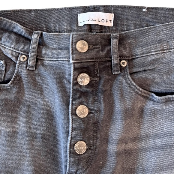 LOFT Size 28/6 Silver Gray Wash Button Fly Slim Pockets Skinny Jeans NWOT - Picture 5 of 6